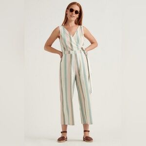 NWT Lucky Brand Daisy Jumpsuit Pastel Multi Stripe Wide Leg Jumpsuit Size Large